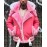 Men's Pink Stylish Winter Jacket with Thick Faux Fur Hood