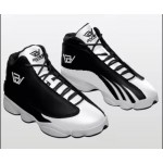 Russ Wears High-Quality High-Top Black and White Basketball Sneakers