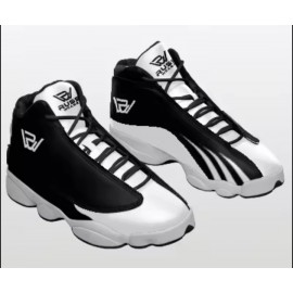 Russ Wears High-Quality High-Top Black and White Basketball Sneakers