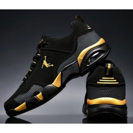 New Men's Black and Gold Casual Cushioned Low-Top Slip-On Basketball Sneakers