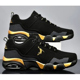 New Men's Black and Gold Casual Cushioned Low-Top Slip-On Basketball Sneakers