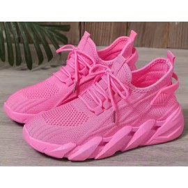 Women's Pink Lightweight Casual Slip-On Platform Running Sneakers