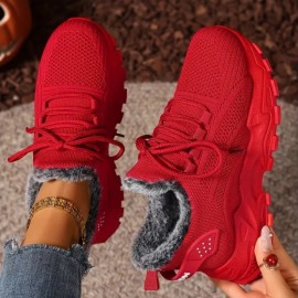 Women's Winter Warm plush-lined cushioned low top casual sneakers