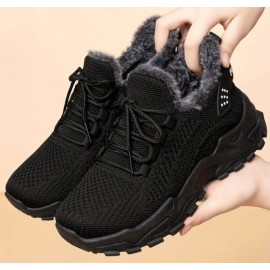 Women's Winter Warm plush-lined cushioned low top casual sneakers