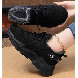 Women's Winter Warm plush-lined cushioned low top casual sneakers
